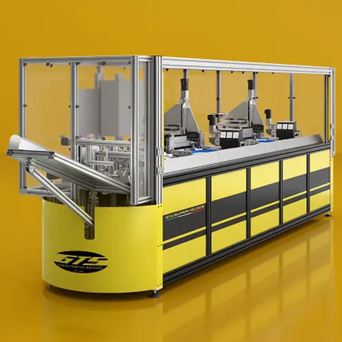 Linea automatizzata GTO gialla con struttura di protezione trasparente